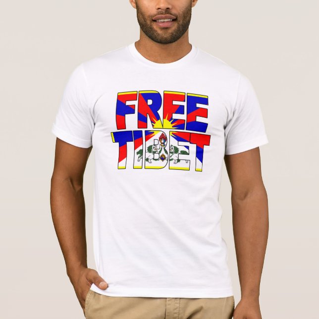 Free Tibet Letters Cut from Flag T-Shirt (Front)