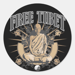 Free Tibet Monk Classic Round Sticker