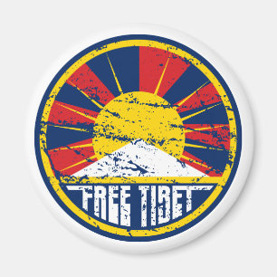 Free Tibet Round Grunge Magnet