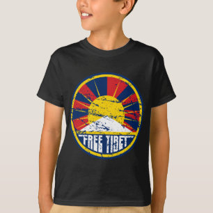 Free Tibet Round Grunge T-Shirt