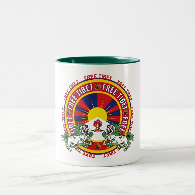 Free Tibet Round Logo Two-Tone Coffee Mug (Center)