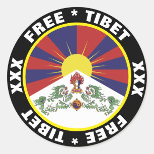 Free Tibet Sticker, Tibetan Flag Classic Round Sticker