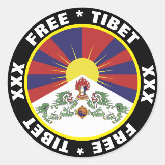 Free Tibet Sticker, Tibetan Flag Classic Round Sticker