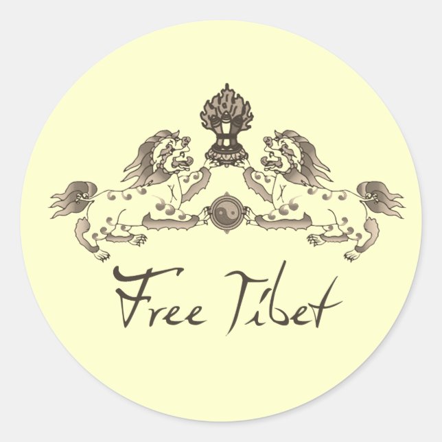 FREE TIBET T-SHIRTS & GEAR CLASSIC ROUND STICKER (Front)