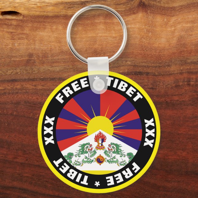 Free Tibet & Tibetan Flag Keychain (Front)