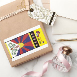 Free Tibet & Tibetan Flag, Map, Heart /Tibet Rectangular Sticker