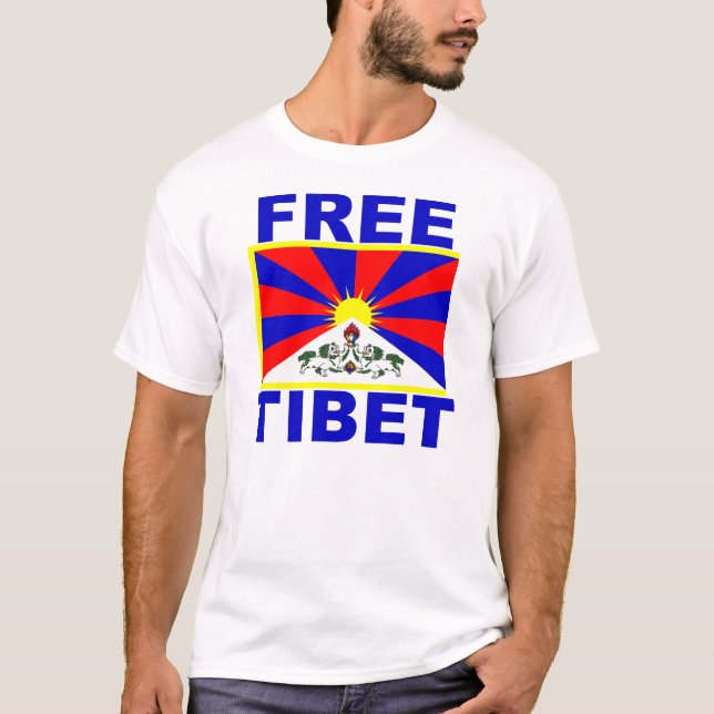 Free Tibet with Tibetan Flag T-Shirt (Front)