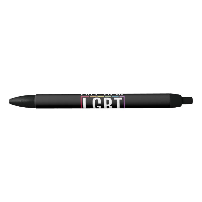 Free to be LGBT Bisexual Lesbian Gay Pride Black Ink Pen (Front)