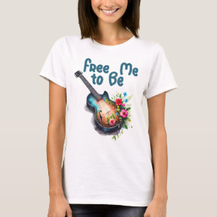 Free to Be Me Floral Guitar T-Shirt