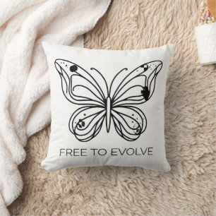 Free to Evolve Butterfly Minimalist Line Art Cushion