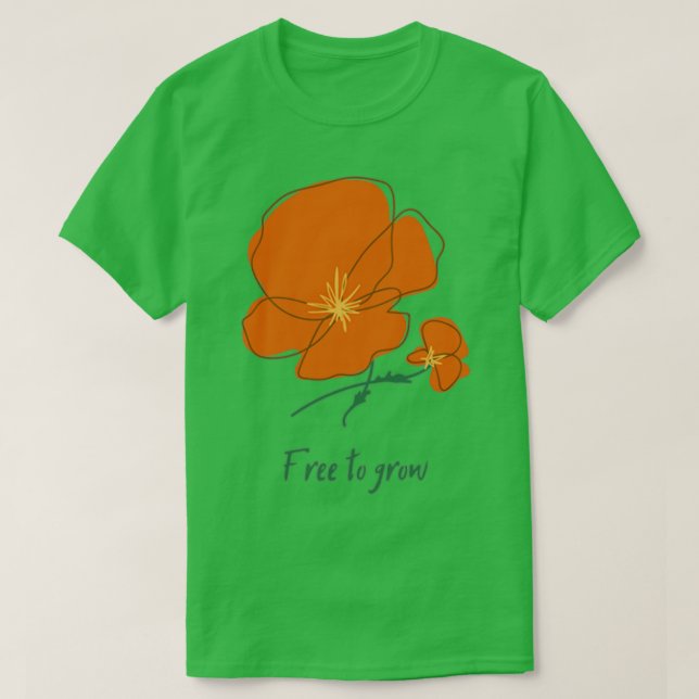 Free to Grow Orange Flower T-Shirt (Design Front)