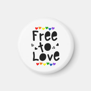 Free To Love Rainbow Pride Hearts LGBTQ  Magnet