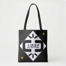 “FREE” TOTE BAG Design black and spangled white