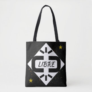 “FREE” TOTE BAG Design black and spangled white