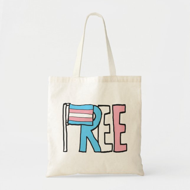 Free Trans Rights Flag Tote Bag (Front)