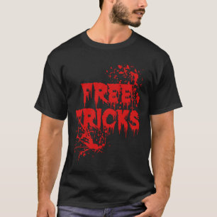 Free Tricks Trick Or Treat Spooky Boo Ghost Hallow T-Shirt