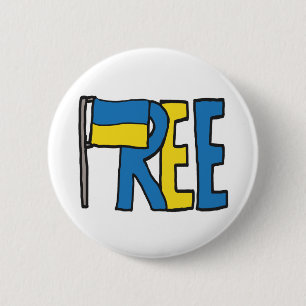 Free Ukraine 6 Cm Round Badge