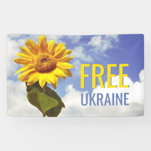 Free Ukraine Blue Yellow Sunflower Peace Banner