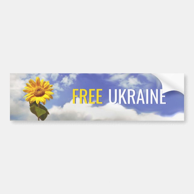 Free Ukraine Blue Yellow Sunflower Peace Bumper St Sticker (Front)