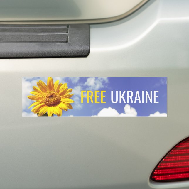 Free Ukraine Blue Yellow Sunflower Peace Bumper Sticker (On Car)