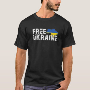 Free Ukraine Distressed Blue Yellow Flag Vintage U T-Shirt
