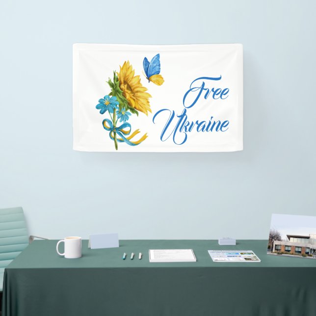  Free Ukraine Sunflower & Butterfly   Banner (Tradeshow)