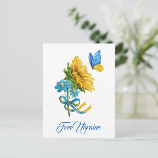 Free Ukraine Sunflower & Butterfly Postcard (Standing Front)