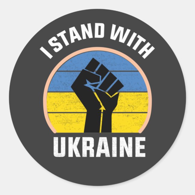 free ukraine tshirt, i stand with ukraine classic round sticker (Front)