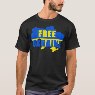Free Ukraine Ukrainian Flag Ukraine Map I Stand Wi T-Shirt