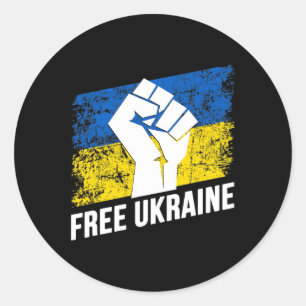 Free Ukraine Ukrainian Lover Ukraine Flag Retro Vi Classic Round Sticker