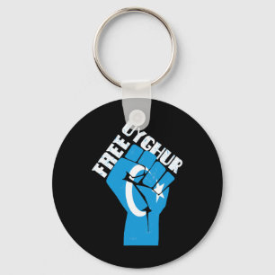 Free Uyghur Resist Fist With Uyghur Flag  Key Ring