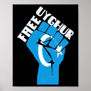 Free Uyghur Resist Fist With Uyghur Flag  Poster