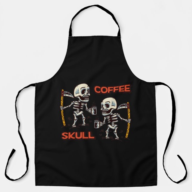 Free vector coffee with two skull modern style apron (Front)