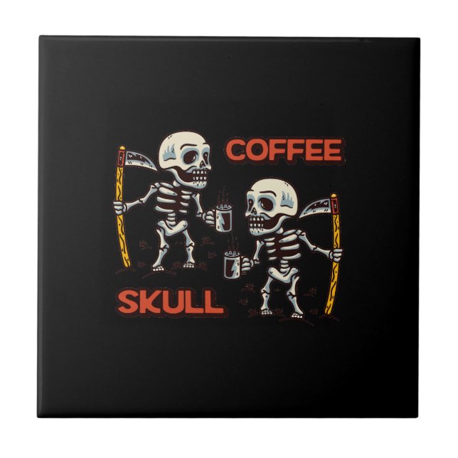 Free vector coffee with two skull modern style ceramic tile (Front)