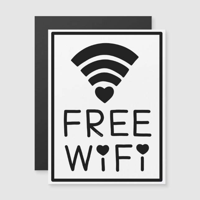 “FREE WIFI” in Black Magnetic Invitation (Front/Back)