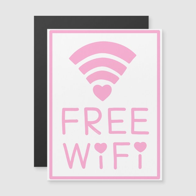 “FREE WIFI” in Pink Magnetic Invitation (Front/Back)