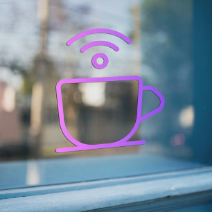 Free WIFI With Cup of Coffee Window Cling