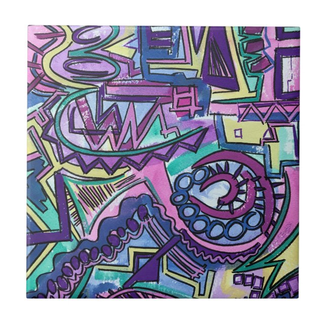 Free Will-Hand Painted Abstract Art Ceramic Tile (Front)