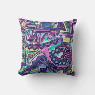 Free Will-Hand Painted Abstract Art Cushion