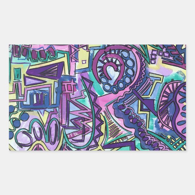 Free Will-Hand Painted Abstract Art Rectangular Sticker (Front)