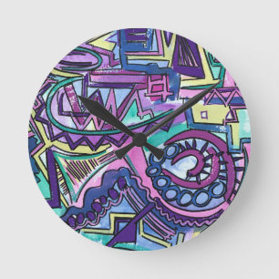 Free Will-Hand Painted Abstract Art Round Clock