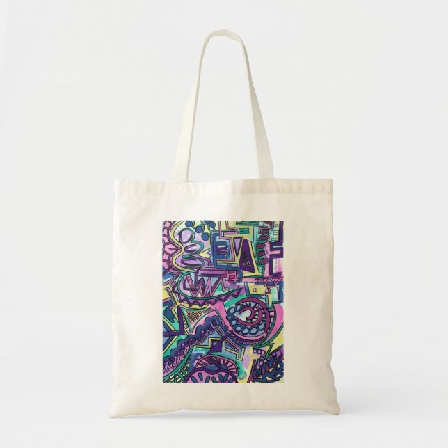 Free Will-Hand Painted Abstract Art Tote Bag (Front)