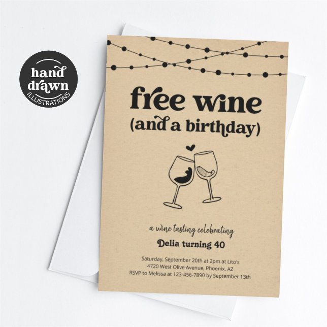 Free Wine Tasting Funny Adult Birthday Party Invitation (Creator Uploaded)