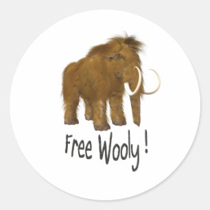 "Free Wooly" Wooly Mammoth Classic Round Sticker