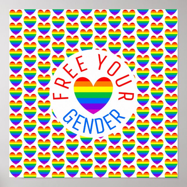 Free your Gender, Rainbow Heart Poster (Front)