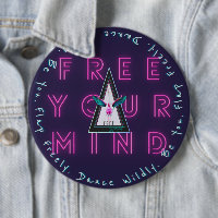 Free Your Mind Button, Free Spirited Flamingo