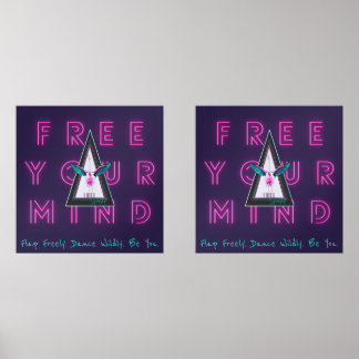 Free Your Mind Free Spirited Flamingo Inspo Poster