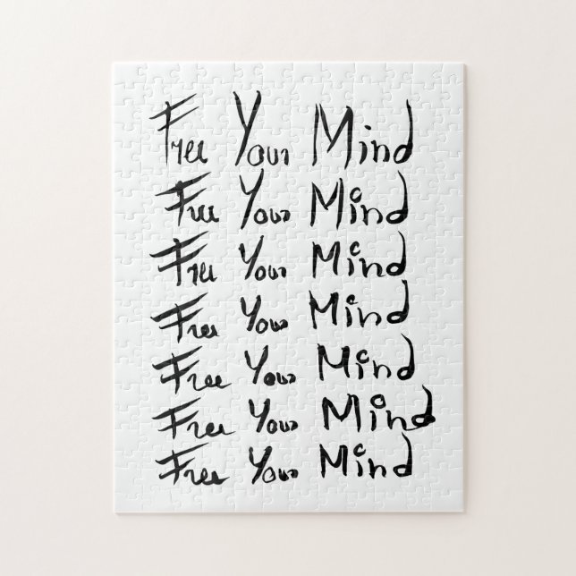 FREE your MIND!  Motivational calligraphy quote Jigsaw Puzzle (Vertical)