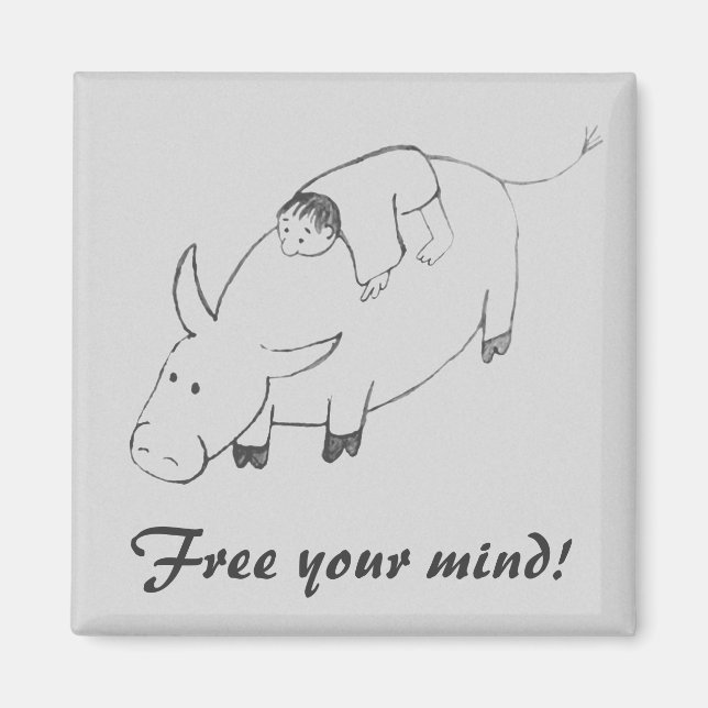 Free your mind original zen painting magnet (Front)