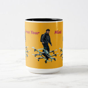 Free Your Mind Real Drone Rider Futuristic Two-Tone Coffee Mug